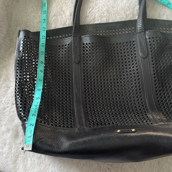 Frye Black perforated leather Tote Bag with Pouch - Picture 13 of 16